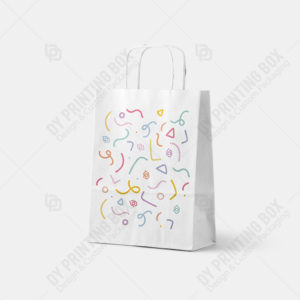 logo printing white paper bag 8" x4.75"x10.25"