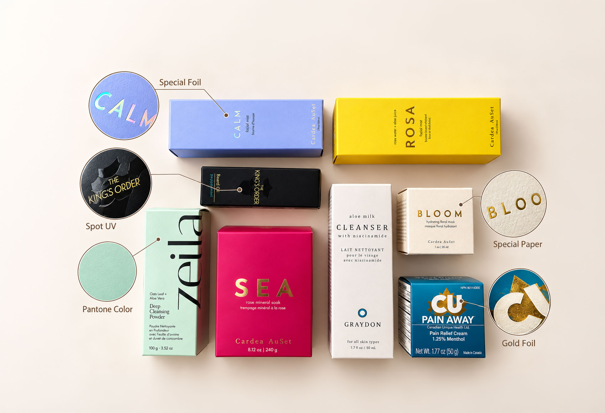 Custom cosmetic packaging samples