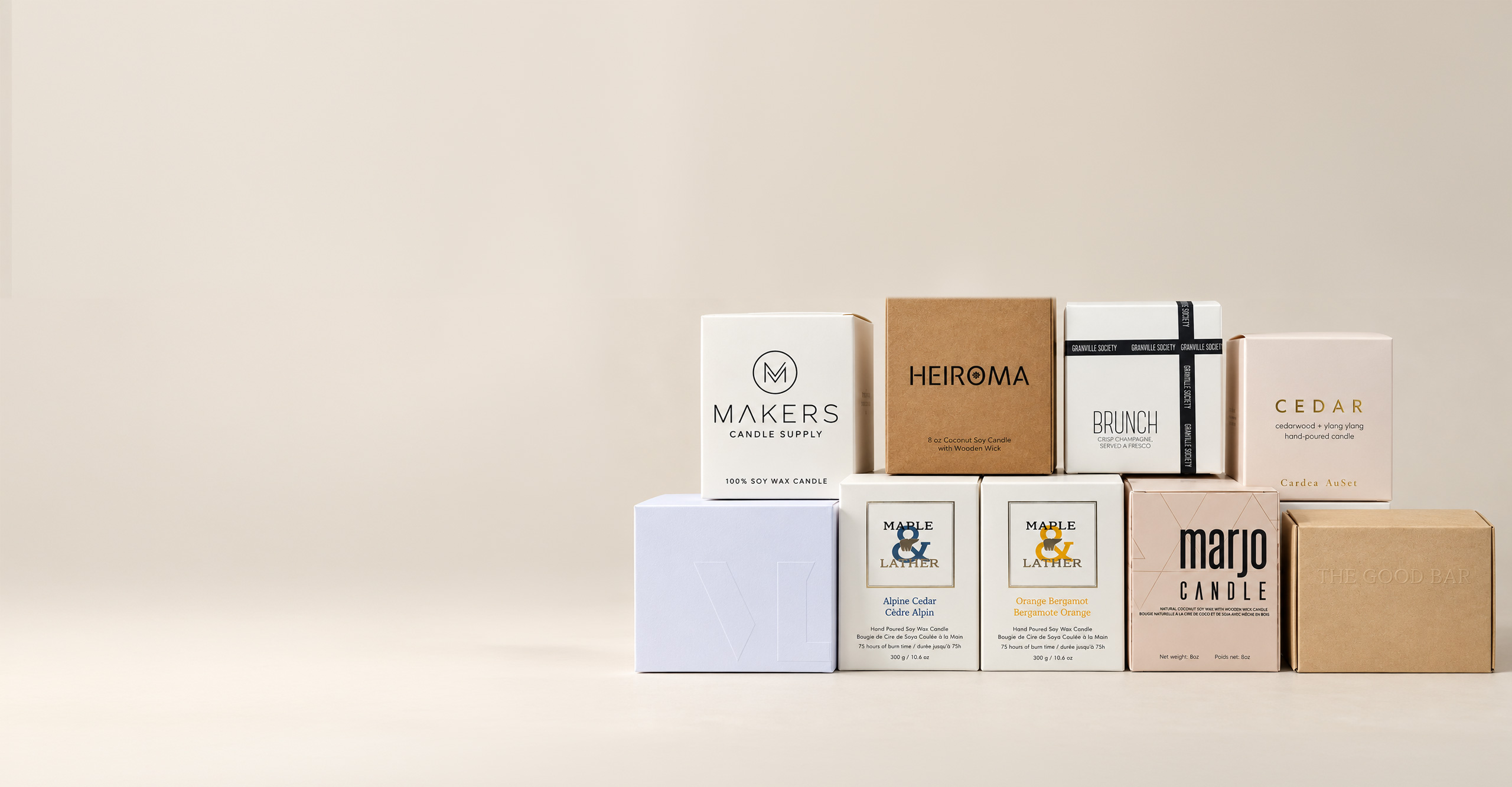 Custom soap and candle packaging boxes with printed folding cartons
