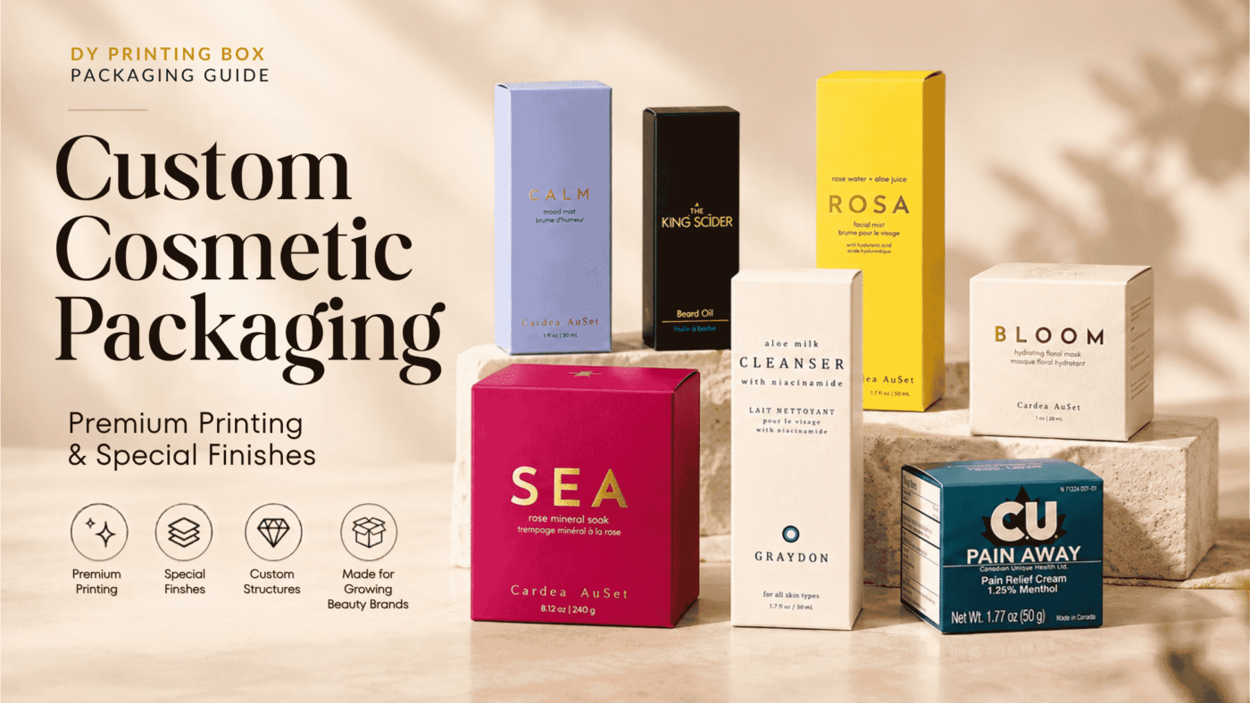 Custom cosmetic packaging with premium printing and special finishes